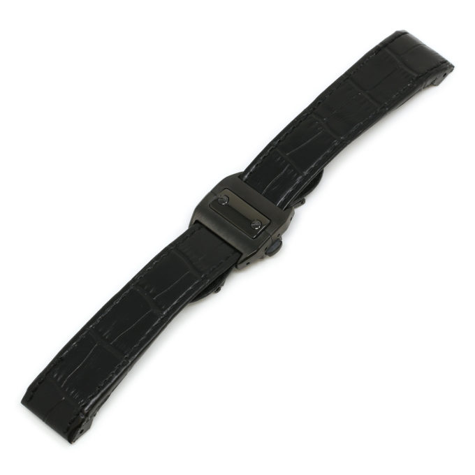 L.crt2.1.mb Black (Black Buckle) Alt StrapsCo Croc Embossed Leather Watch Band Strap For Santos 100 20mm 23mm 24mm