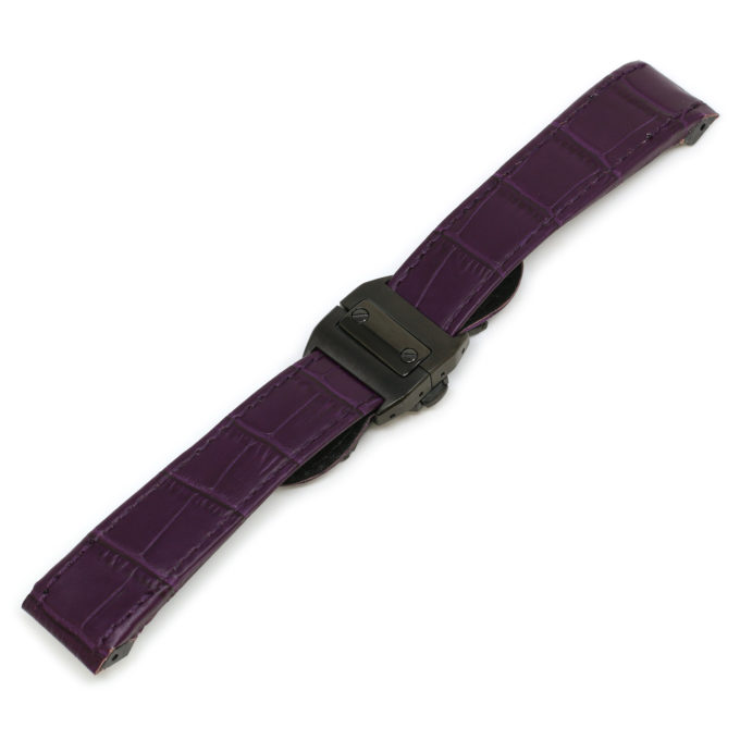 L.crt2.18.mb Purple (Black Buckle) Alt StrapsCo Croc Embossed Leather Watch Band Strap For Santos 100 20mm 23mm 24mm