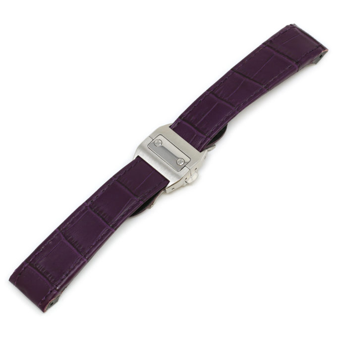 L.crt2.18.ss Purple (Silver Buckle) Alt StrapsCo Croc Embossed Leather Watch Band Strap For Santos 100 20mm 23mm 24mm