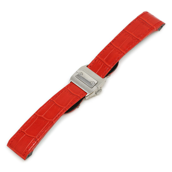 L.crt2.6.ss Red (Silver Buckle) Alt StrapsCo Croc Embossed Leather Watch Band Strap For Santos 100 20mm 23mm 24mm