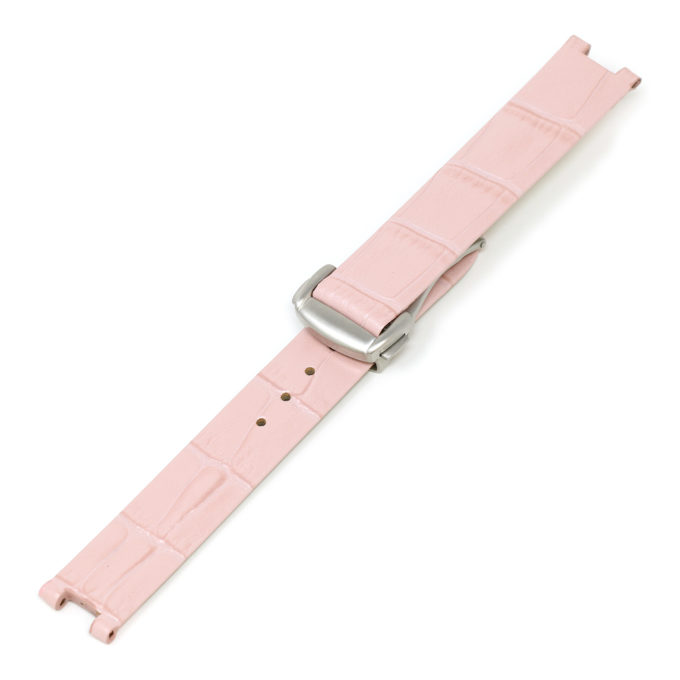 L.om2.13.bs Pink (Brushed Silver Buckle) Alt StrapsCo Croc Embossed Leather Watch Band Strap For De Ville