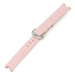 L.om2.13.ps Pink (Polished Silver Buckle) Alt StrapsCo Croc Embossed Leather Watch Band Strap For De Ville