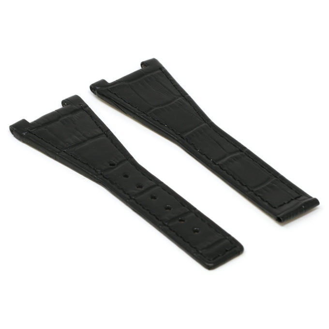 L.om3.1 Black Angle StrapsCo 28mm Croc Embossed Leather Watch Band Strap For Constellation Quadra