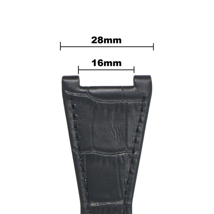 L.om3.1 Black Size Guide StrapsCo 28mm Croc Embossed Leather Watch Band Strap For Constellation Quadra