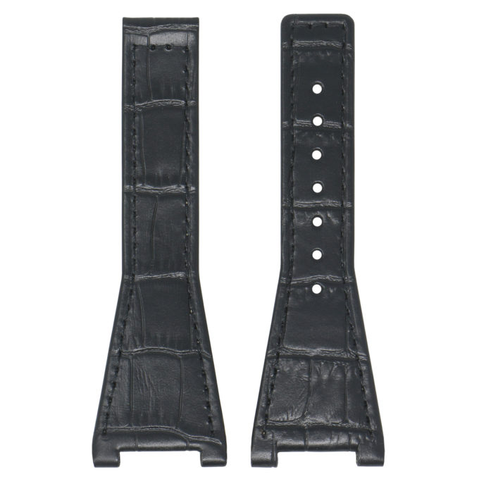 L.om3.1 Black Up StrapsCo 28mm Croc Embossed Leather Watch Band Strap For Constellation Quadra