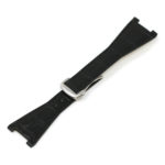 L.om3.1.bs Black (Brushed Silver Buckle) Alt StrapsCo 28mm Croc Embossed Leather Watch Band Strap For Constellation Quadra