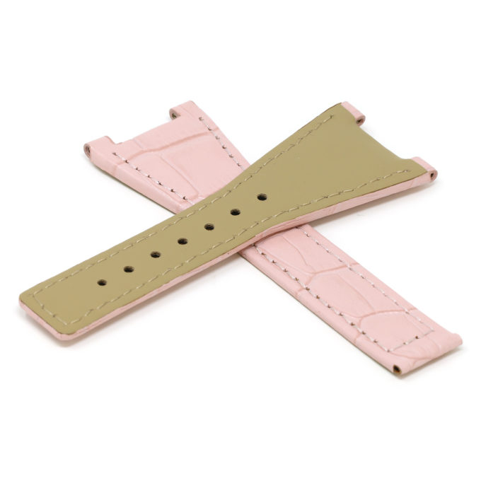 L.om3.13 Pink Cross StrapsCo 28mm Croc Embossed Leather Watch Band Strap For Constellation Quadra