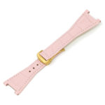 L.om3.13.yg Pink (Yellow Gold Buckle) Alt StrapsCo 28mm Croc Embossed Leather Watch Band Strap For Constellation Quadra