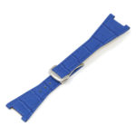 L.om3.5.bs Blue (Brushed Silver Buckle) Alt StrapsCo 28mm Croc Embossed Leather Watch Band Strap For Constellation Quadra