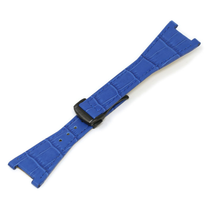 L.om3.5.mb Blue (Black Buckle) Alt StrapsCo 28mm Croc Embossed Leather Watch Band Strap For Constellation Quadra