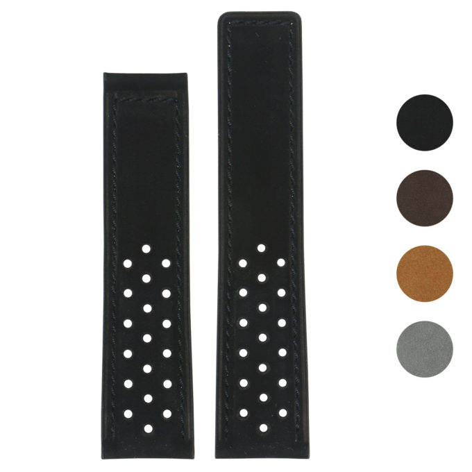 L.tag1.1 Black Gallery StrapsCo Suede Perforated Leather Watch Band Strap For Tag Heuer 22mm