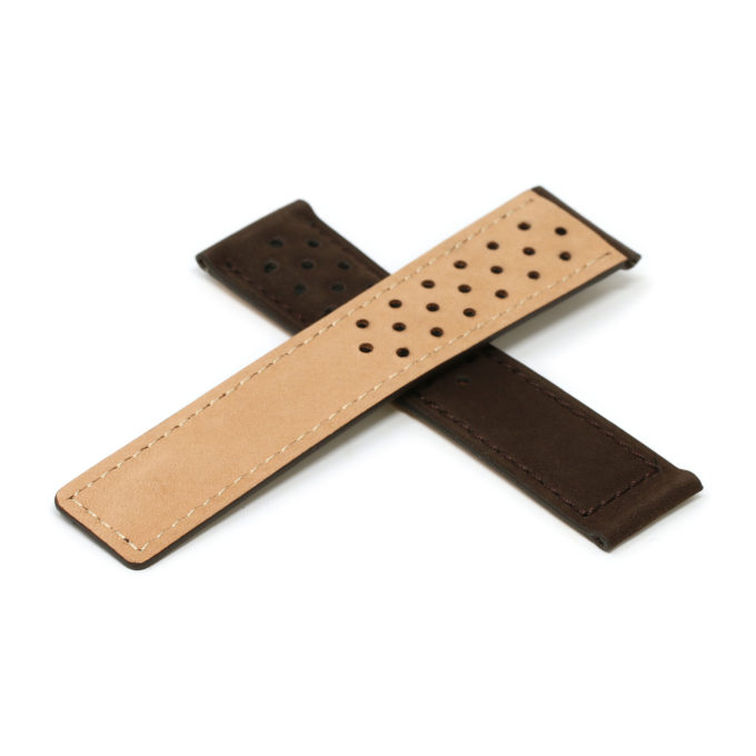 L.tag1.2 Brown Cross StrapsCo Suede Perforated Leather Watch Band Strap For Tag Heuer 22mm