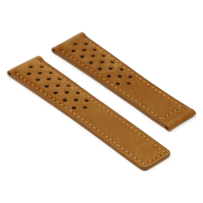 L.tag1.3 Tan Angle StrapsCo Suede Perforated Leather Watch Band Strap For Tag Heuer 22mm