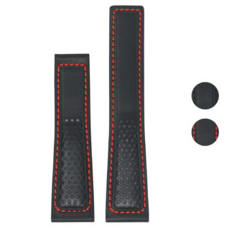 L.tag2.1.6 Black & Red Gallery StrapsCo Perforated Leather Watch Band Strap For Tag Heuer Monaco 22mm