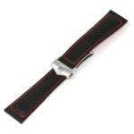 L.tag2.1.6.bs Black & Red (Brushed Silver Clasp) Alt StrapsCo Perforated Leather Watch Band Strap For Tag Heuer Monaco 22mm