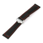 L.tag2.1.6.ps Black & Red (Polished Silver Clasp) Alt StrapsCo Perforated Leather Watch Band Strap For Tag Heuer Monaco 22mm