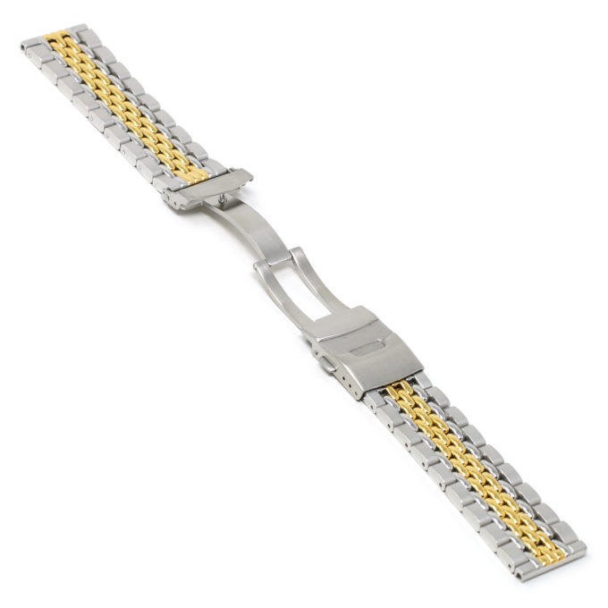 M.bd1.2t Alt Two Tone StrapsCo Stainless Steel Beads Of Rice Watch Band Strap Bracelet