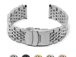 M.bd1.ss Gallery Silver StrapsCo Stainless Steel Beads Of Rice Watch Band Strap Bracelet