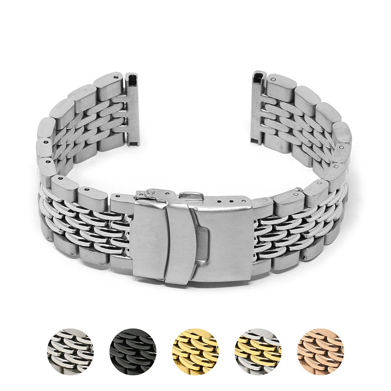 Stainless Steel Metal Bracelet Watch Band Black Plated (Set of 5 End  Pieces) Fits 20mm-24mm