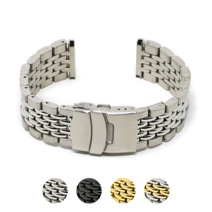 M.bd1.ss Gallery Silver StrapsCo Stainless Steel Beads Of Rice Watch Band Strap Bracelet