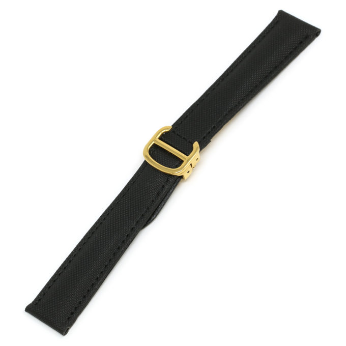 Ny.crt1.1.yg Black (Yellow Gold Clasp) Alt StrapsCo Nylon & Leather Watch Band Strap For Tank 16mm 18mm 20mm