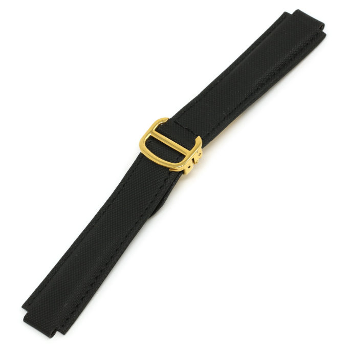Ny.crt2.1.yg Black (Yellow Gold Clasp) Alt StrapsCo Nylon & Leather Watch Band Strap For Ballon Blue 18mm 20mm