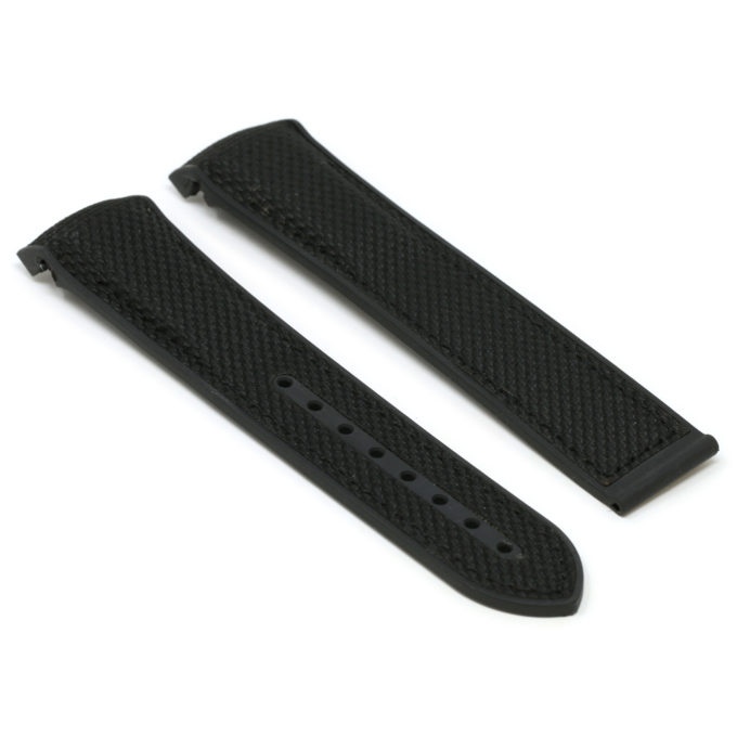 Ny.om1.1 Black Angle StrapsCo 22mm Nylon & Rubber Watch Band Strap For Seamaster Planet Ocean