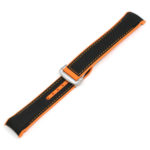 Ny.om1.1.12.bs Black & Orange (Brushed Silver Buckle) Alt StrapsCo 22mm Nylon & Rubber Watch Band Strap For Seamaster Planet Ocean