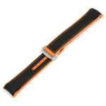 Ny.om1.1.12.ps Black & Orange (Polished Silver Buckle) Alt StrapsCo 22mm Nylon & Rubber Watch Band Strap For Seamaster Planet Ocean