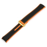 Ny.om1.1.12.yg Black & Orange (Yellow Gold Buckle) Alt StrapsCo 22mm Nylon & Rubber Watch Band Strap For Seamaster Planet Ocean