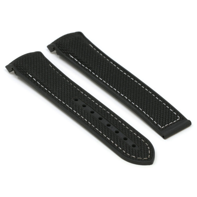 Ny.om1.1.22 Black & White Angle StrapsCo 22mm Nylon & Rubber Watch Band Strap For Seamaster Planet Ocean