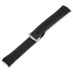 Ny.om1.1.22.ps Black & White (Polished Silver Buckle) Alt StrapsCo 22mm Nylon & Rubber Watch Band Strap For Seamaster Planet Ocean