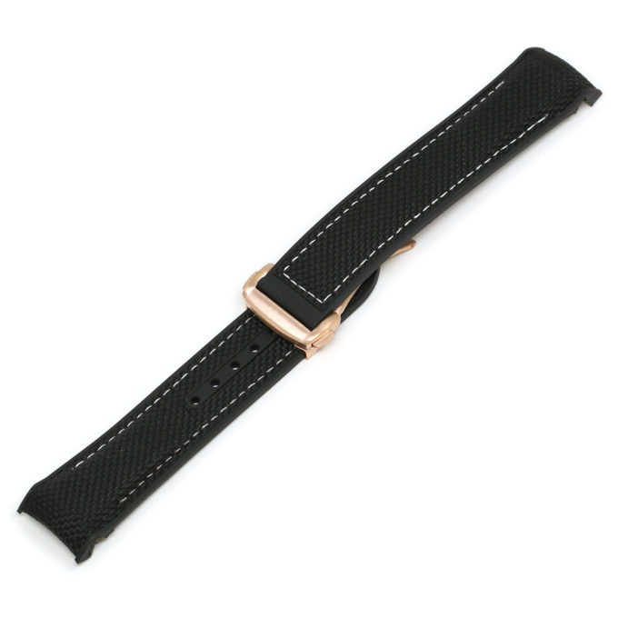 Ny.om1.1.22.rg Black & White (Rose Gold Buckle) Alt StrapsCo 22mm Nylon & Rubber Watch Band Strap For Seamaster Planet Ocean