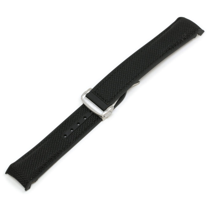 Ny.om1.1.bs Black (Brushed Silver Buckle) Alt StrapsCo 22mm Nylon & Rubber Watch Band Strap For Seamaster Planet Ocean