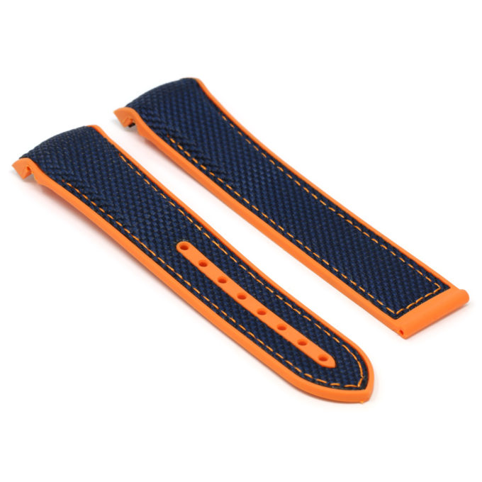 Ny.om1.5.12 Blue & Orange Angle StrapsCo 22mm Nylon & Rubber Watch Band Strap For Seamaster Planet Ocean