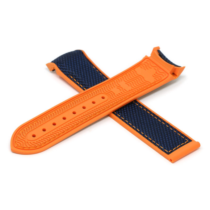Ny.om1.5.12 Blue & Orange Cross StrapsCo 22mm Nylon & Rubber Watch Band Strap For Seamaster Planet Ocean