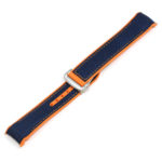 Ny.om1.5.12.bs Blue & Orange (Brushed Silver Buckle) Alt StrapsCo 22mm Nylon & Rubber Watch Band Strap For Seamaster Planet Ocean