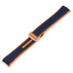 Ny.om1.5.12.ps Blue & Orange (Polished Silver Buckle) Alt StrapsCo 22mm Nylon & Rubber Watch Band Strap For Seamaster Planet Ocean