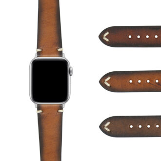 Ax.ds12 Gallery DASSARI Kingwood Vintage Italian Leather Stitched Watch Band Strap Apple Watch