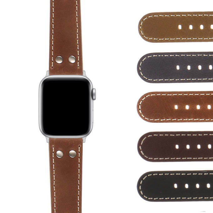 Ax.ds14 Gallery DASSARI Vintage Leather Watch Strap Apple Watch