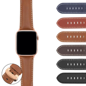 Ax.ps5.rg Gallery Smooth Leather Panerai Watch Band Strap Apple Watch