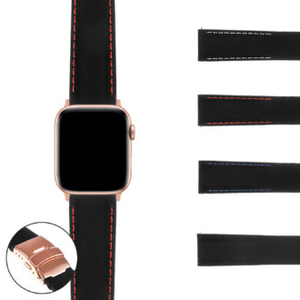 Ax.pu12.rg Gallery Silicone Rubber Strap W Rose Gold Clasp Apple Watch