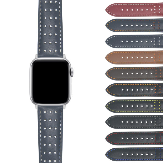 Ax.ra8 Gallery DASSARI Perforated Leather Racing Rally Watch Band Quick Release Strap 18mm 20mm 22mm 24mm Apple Watch