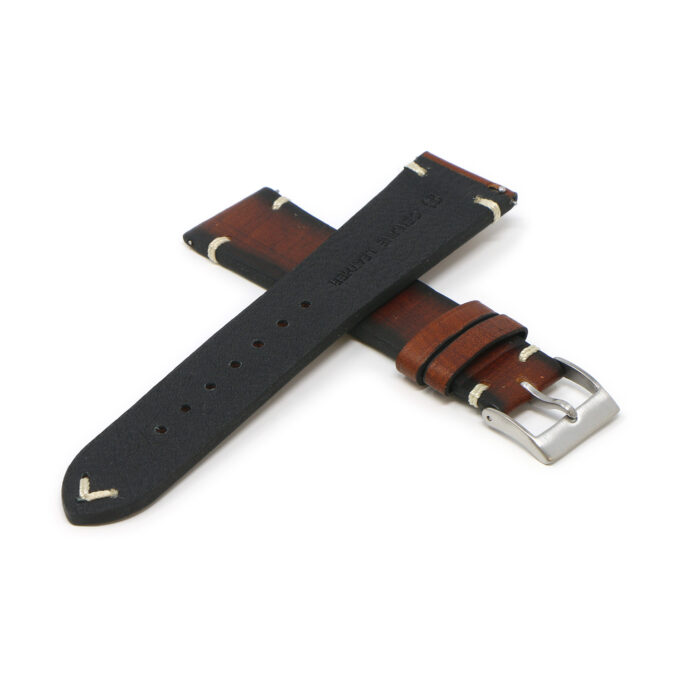 Ds12.3 Cross Mahogany DASSARI Kingwood Vintage Italian Leather Stitched Watch Band Strap Apple Watch