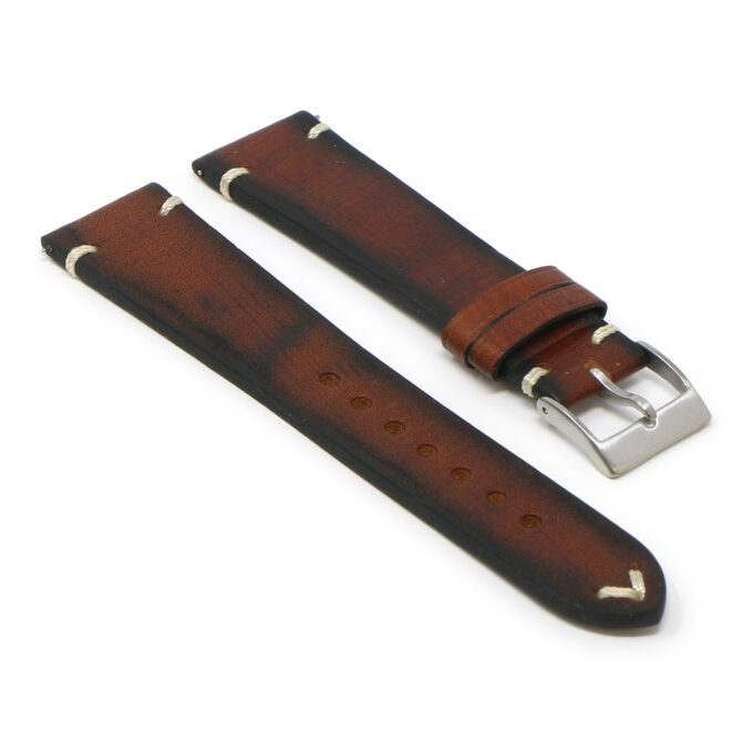 Ds12.3 Main Mahogany DASSARI Kingwood Vintage Italian Leather Stitched Watch Band Strap Apple Watch