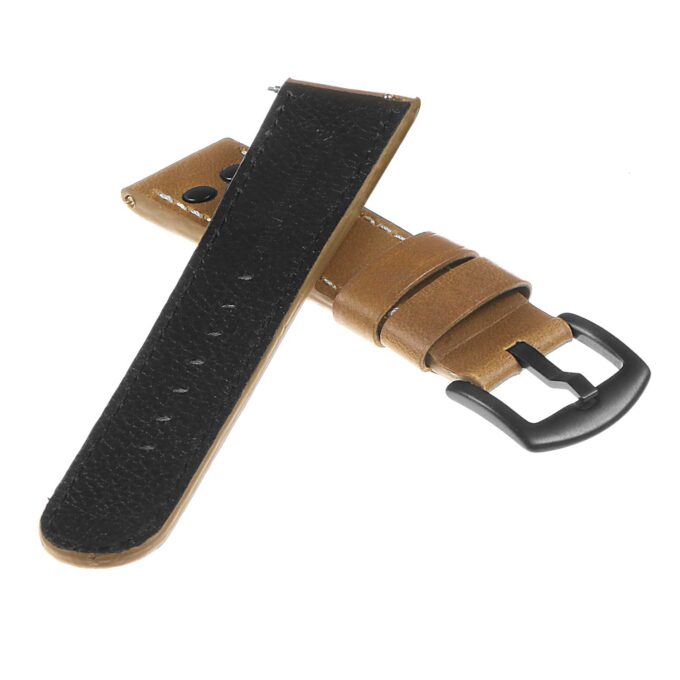 Ds14.17.mb DASSARI Vintage Leather Watch Strap In Beige W Matte Black Buckle 2 Apple Watch