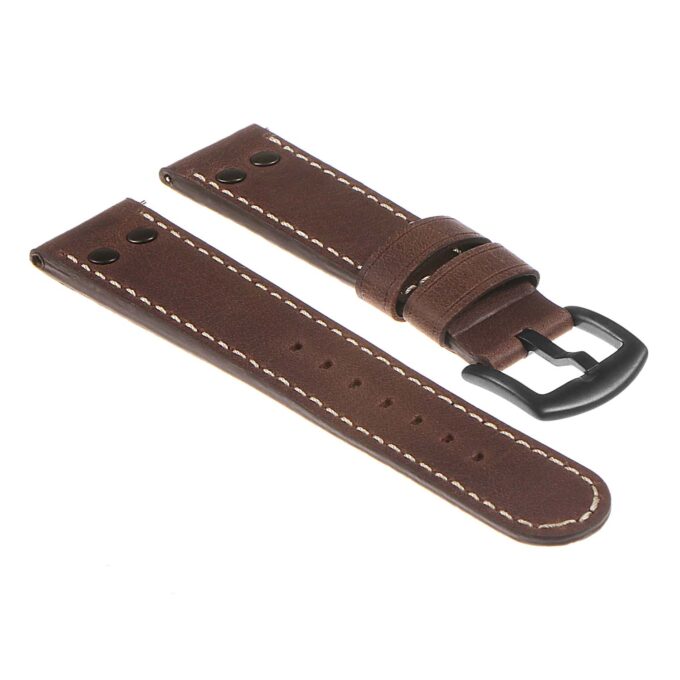 Ds14.2.mb DASSARI Vintage Leather Watch Strap In Brown W Matte Black Buckle Apple Watch