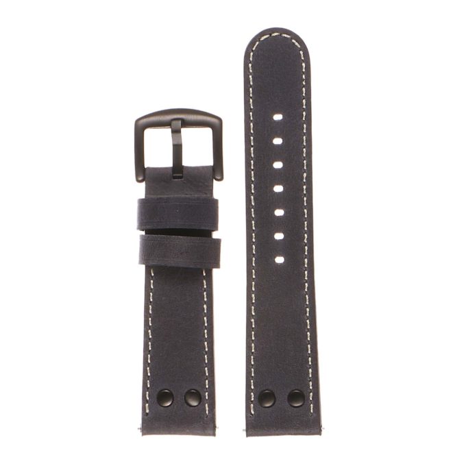 Ds14.5.mb DASSARI Vintage Leather Watch Strap In Blue W Matte Black Buckle 3 Apple Watch