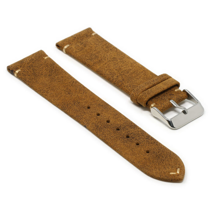 Kt1.3 Angle Tan StrapsCo Distressed Calf Leather Watch Band Strap