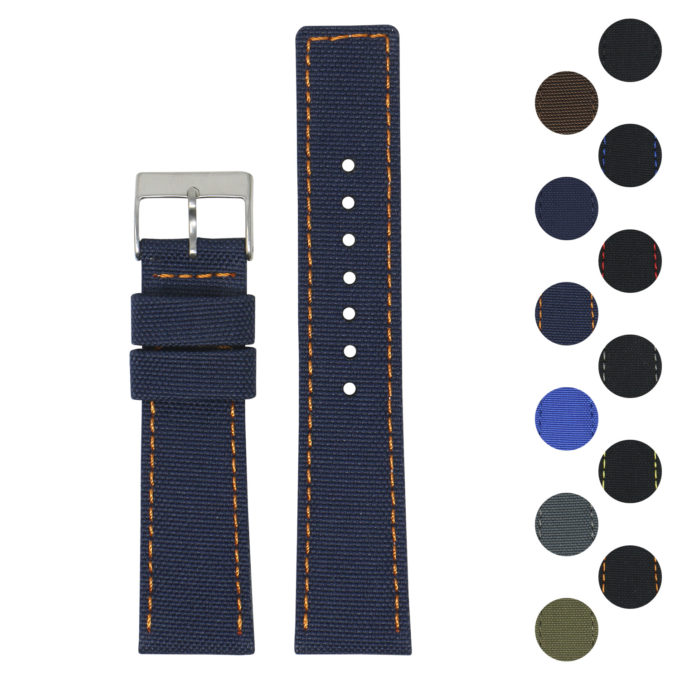 Ny1.5.12 Gallery Navy Blue & Orange DASSARI Nylon Quick Release Watch Band Strap